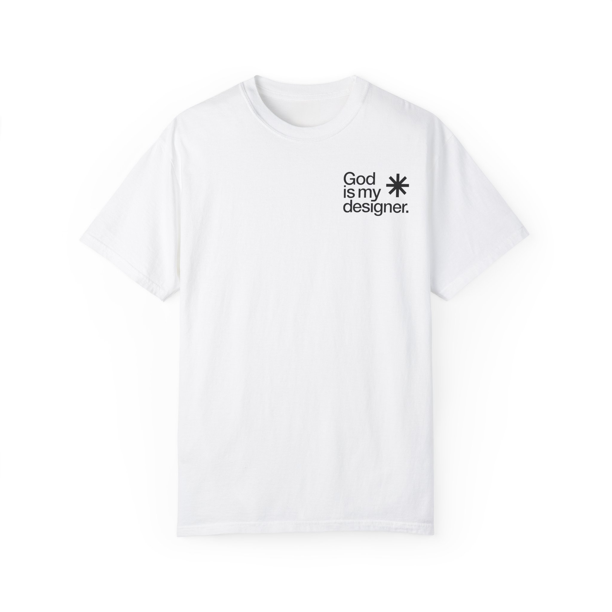 God Is My Designer - Light Icon - Unisex Medium-weighted Cotton Tee - White - Left Chest