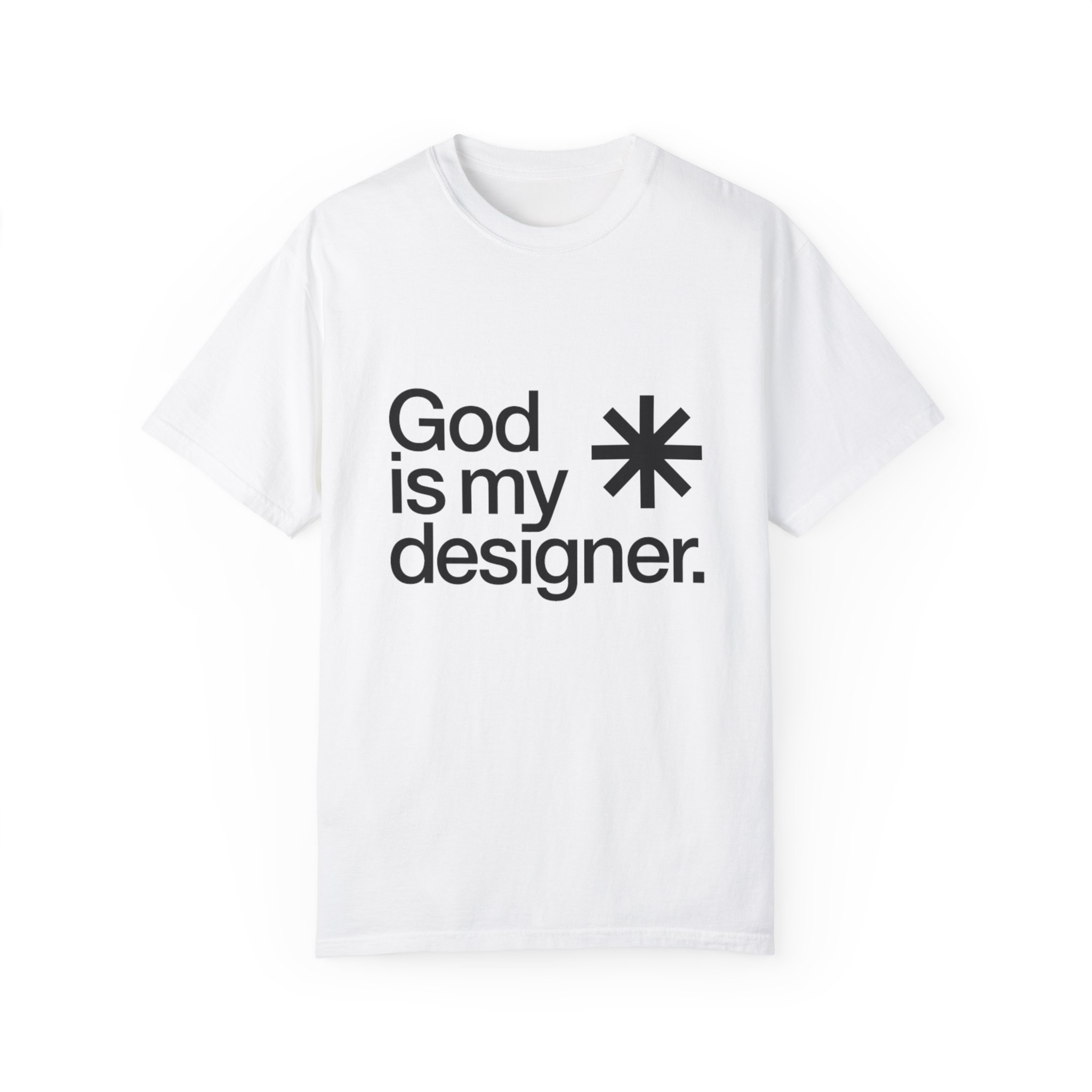 God Is My Designer - Light Icon - Unisex Medium-weighted Cotton Tee - White - Full Front