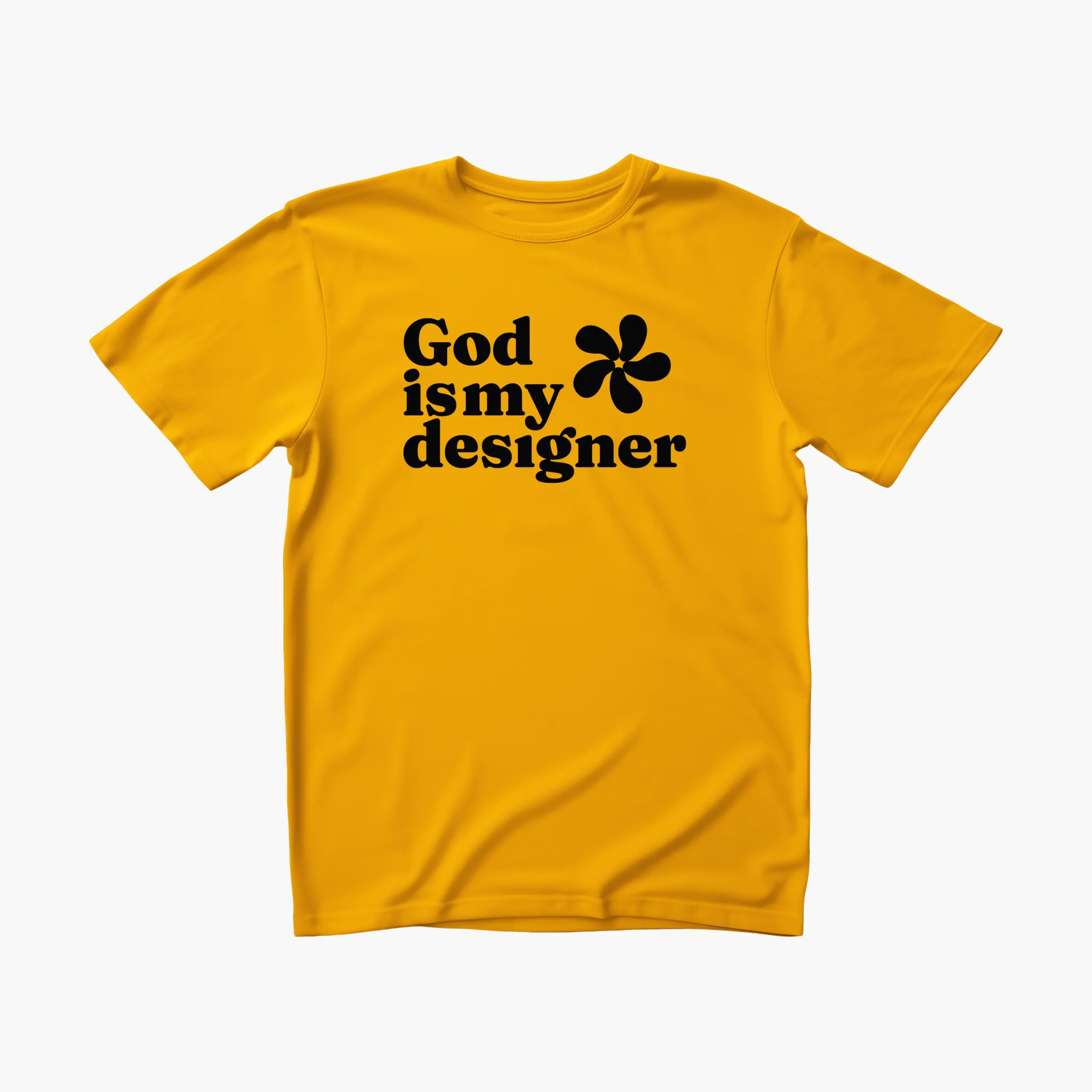 God is My Designer - Bloom - Unisex Medium-weighted Cotton Tee - Vibrant Mango Yellow