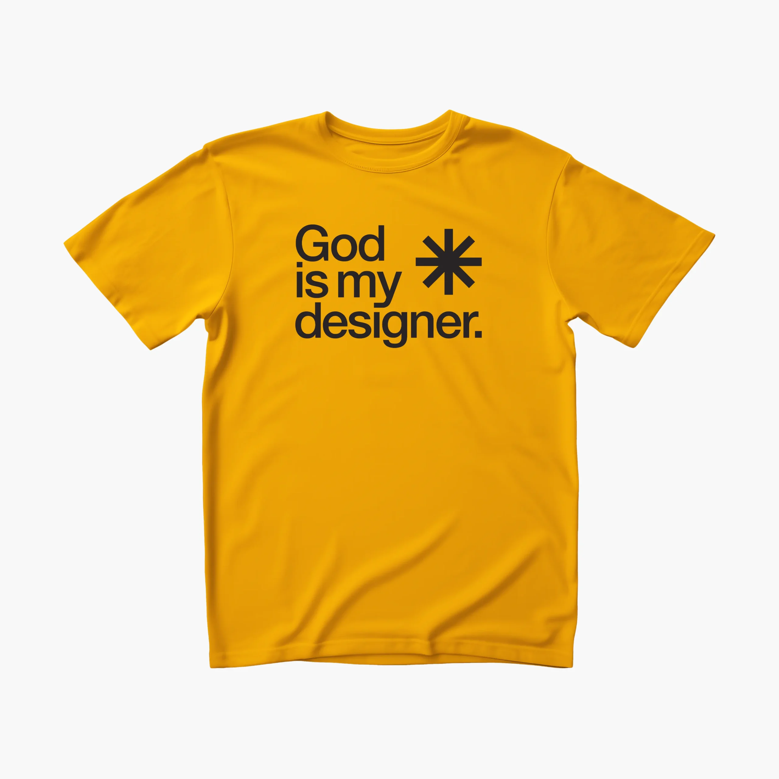 God is My Designer - Light Icon - Unisex Medium-weighted Cotton Tee - Vibrant Mango Yellow